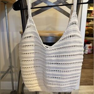 Piombo Relaxed Fit Cream Crochet Tank